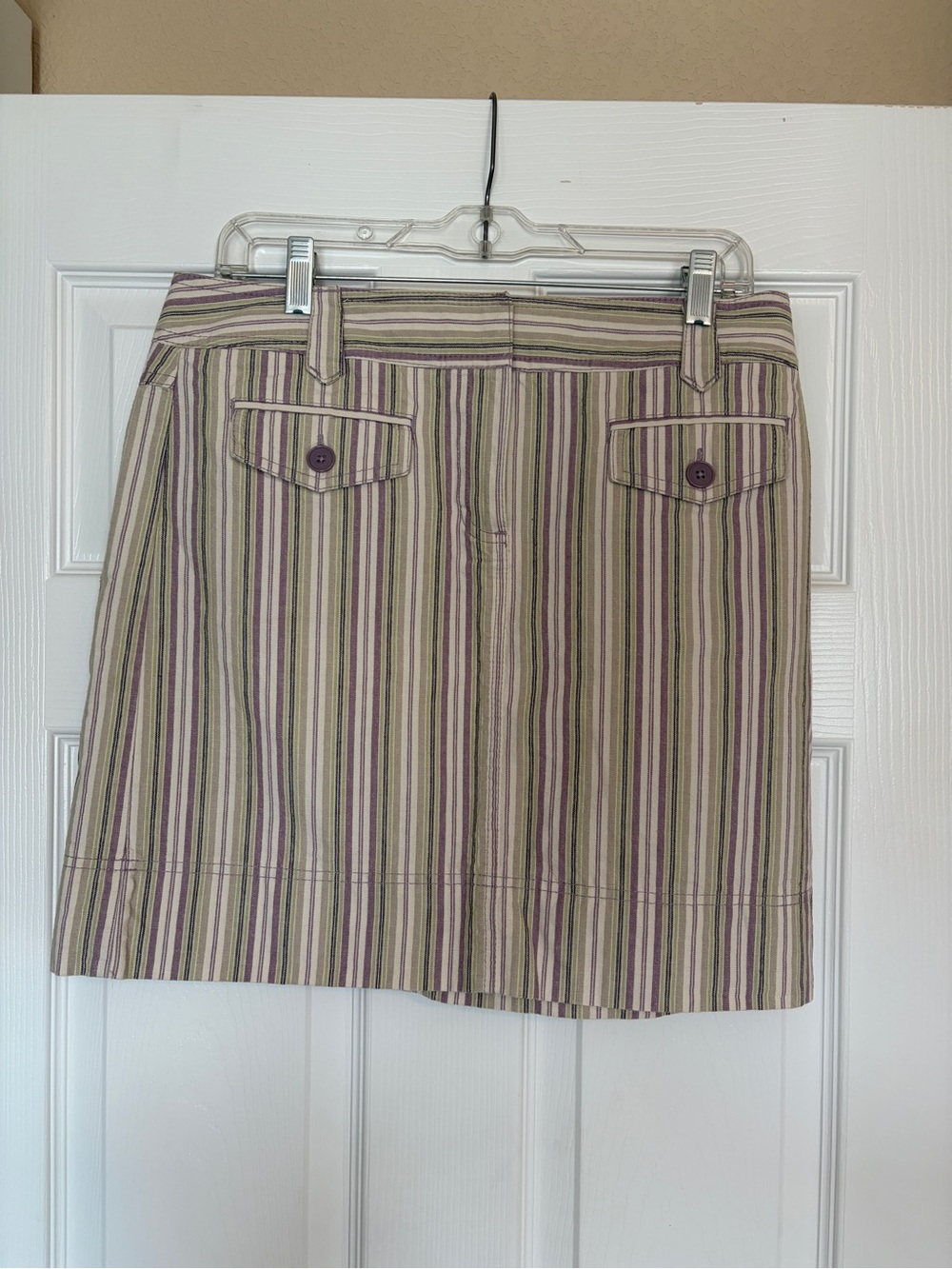 Ann Taylor Loft Striped Mini Skirt Size 8 Corporate Indie Preppy Y2K Cotton K6